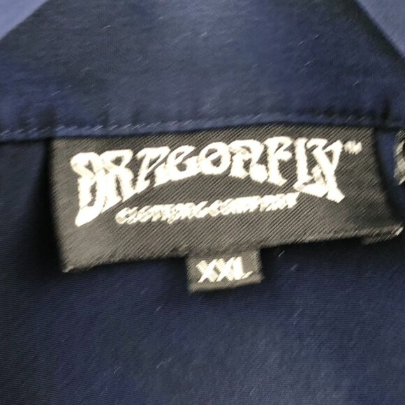 Dragonfly Mens Shirt Size XXL Short Sleeve Navy Blue Dragon Embroidered Classic - Picture 4 of 13